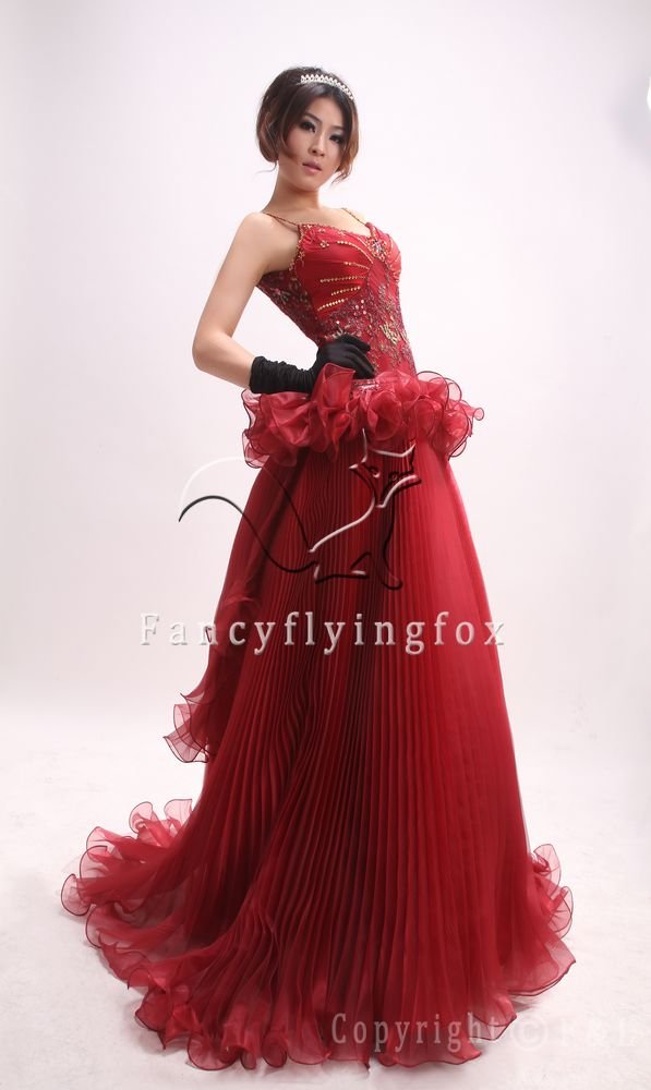 sexy and unique fuchsia tulle spaghetti straps ball gown floor length prom dress ok-17