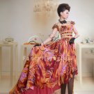 modern and sexy printed chiffon short sleeves a-line floor length evening dress y-037