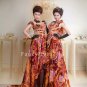 modern and sexy printed chiffon short sleeves a-line floor length evening dress y-037