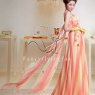 elegant straps rainbow chiffon a-line floor length prom dress y-042