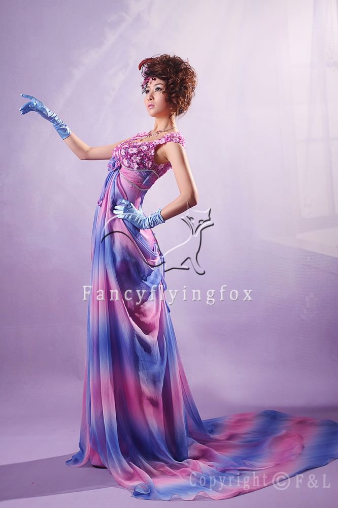 charming rainbow chiffon straps a-line floor length evening gowns y-050