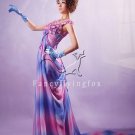 charming rainbow chiffon straps a-line floor length evening gowns y-050