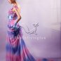 charming rainbow chiffon straps a-line floor length evening gowns y-050