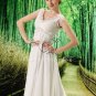 2013 modest v-neck empire chiffon destination wedding dress F-006