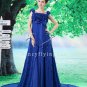 2013 elegant royal blue lace floral straps empire evening dress F-020