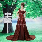 modest chocolate lace floral straps a-line floor length evening dress F-020