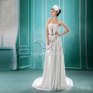modest off white chiffon strapless a-line floor length beach wedding dress F-035
