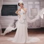 elegant white chiffon v-neck a-line floor length beach casual wedding dress F-048
