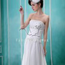 charming and elegant white chiffon strapless a-line floor length beach wedding dress F-050