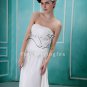 charming and elegant white chiffon strapless a-line floor length beach wedding dress F-050