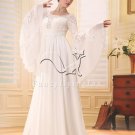 long sleeves a-line muslim wedding dress F-072