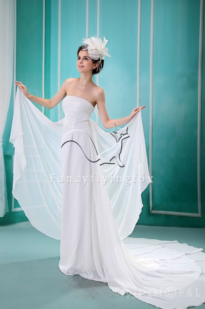 charming white chiffon empire maternity wedding dress F-082