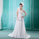 glamour design one shoulder empire maternity wedding dress with ruffles L-004