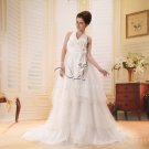 modest halter style empire plus size wedding dress L-009