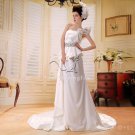 elegant satin one shoulder a-line floor length wedding dress L-010