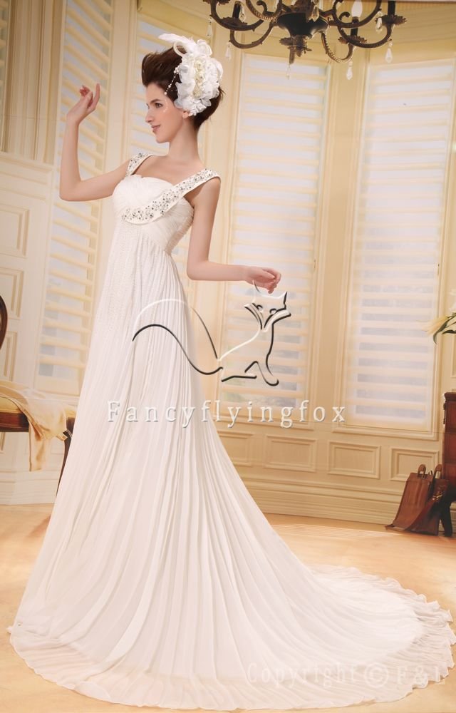 charming empire maternity wedding dress with beaded L-011