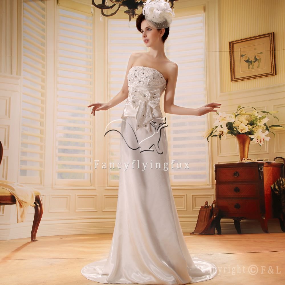 modern strapless a-line foor length wedding gowns L-014