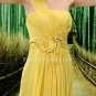one shoulder yellow chiffon one shoulder a-line floor length evening dress L-019
