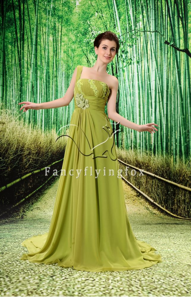 charming design one shoulder chiffon a-line formal evening dress L-020