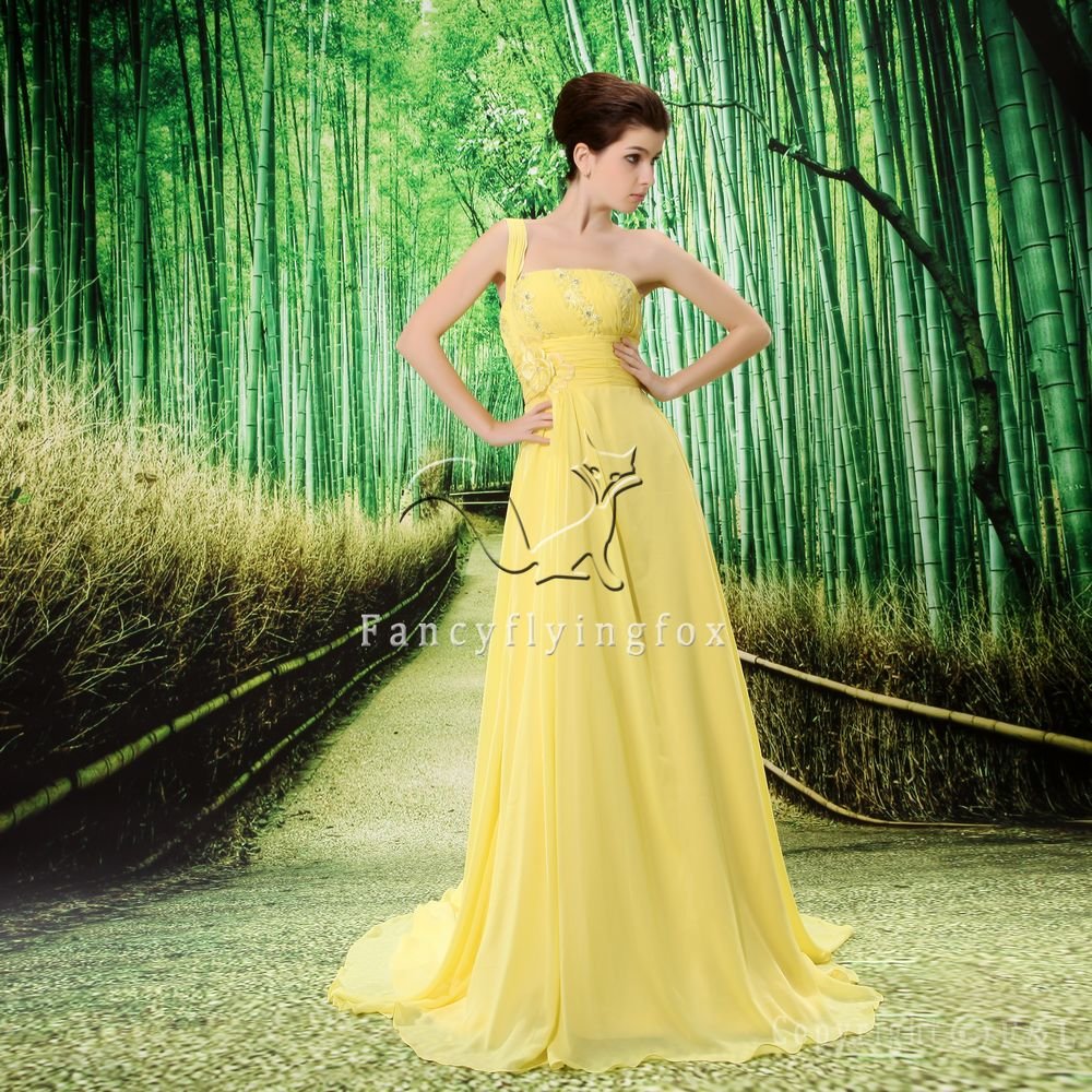 daffodil chiffon one shoulder a-line sweet 16 prom dress L-020