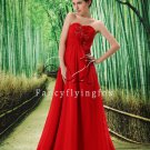 sexy red chiffon sweetheart a-line floor length evening dress L-022