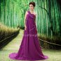 charming purple chiffon asymmetrical one shoulder formal evening dress L-023