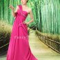 affordable fuchsia chiffon one shoulder a-line floor length bridesmaid dress L-023