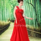 cheap red chiffon one shoulder empire maternity prom dress L-023