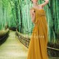 modest asymmetrical gold chiffon one shoulder a-line mother of the bride dress L-023