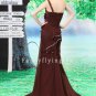 affordable chocolate chiffon one shoulder a-line floor length mother of the bride dress L-024