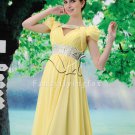 cheap daffodil chiffon short sleeves a-line floor length evening dress L-025