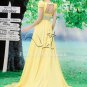 cheap daffodil chiffon short sleeves a-line floor length evening dress L-025