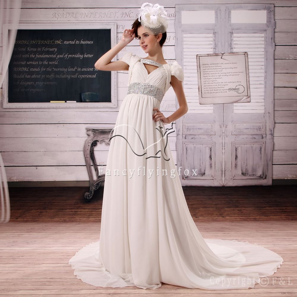 couture chiffon v-neck a-line floor length casual beach wedding dress L-025