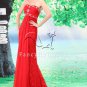gorgeous red chiffon sweetheart a-line floor length evening dress L-032