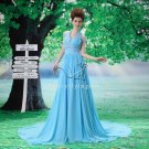 charming and elegant sky blue chiffon halter a-line floor length prom dress L-035