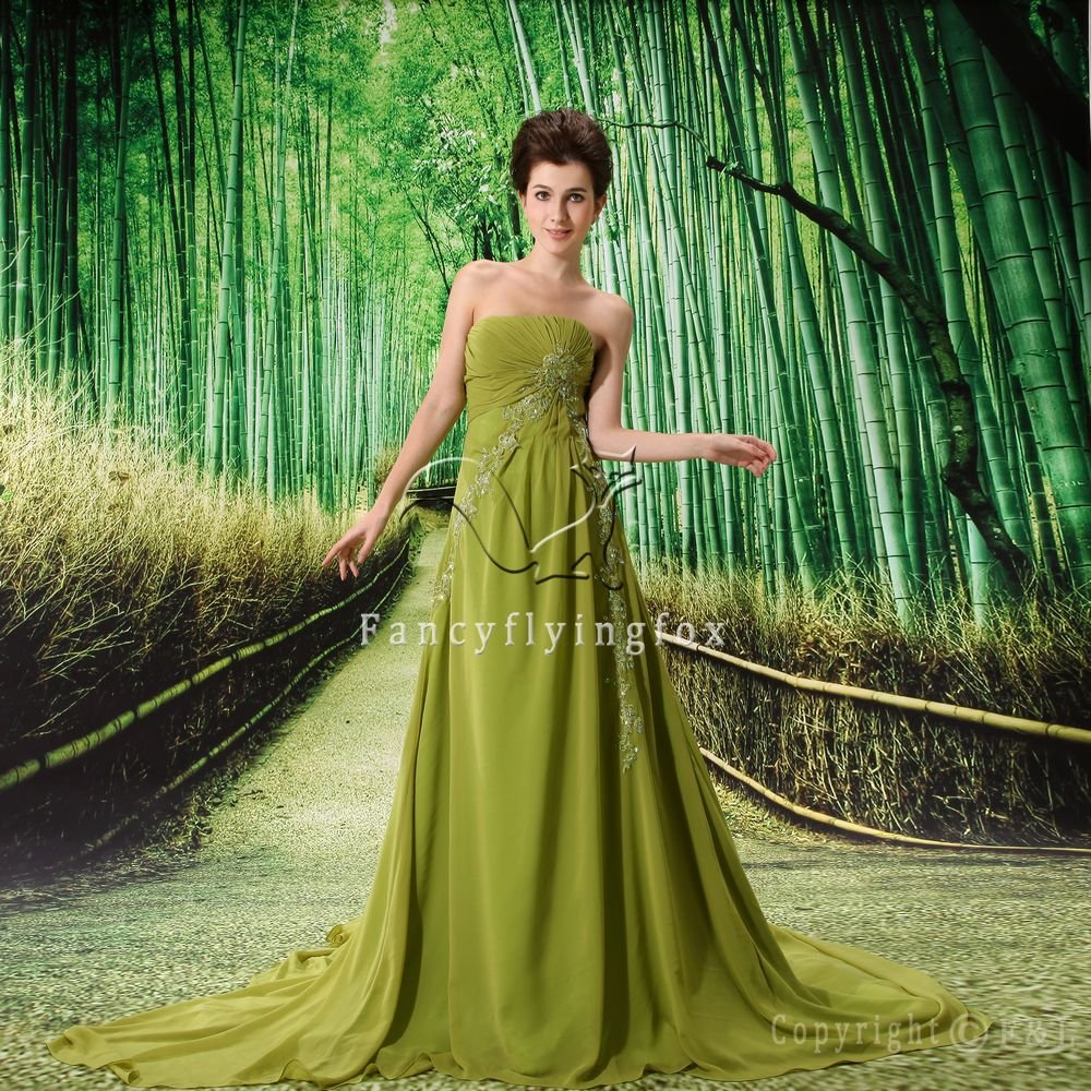 exclusive kelly chiffon strapless a-line floor length evening dress L-038