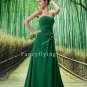 flattering green chiffon strapless a-line floor length evening dress L-038