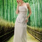 attractive white chiffon spaghetti straps a-line floor length beach wedding dress Y-005