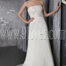 classic white satin strapless a-line floor length modest wedding dress IMG-2645