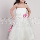 lovely white tulle spaghetti straps a-line tea-length flower girl dress IMG-2376