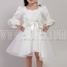 fair tale white satin and tulle long sleeves knee length flower girl dresses IMG-2435