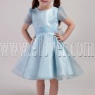 cute ice blue organza jewel neck a-line knee length short sleeves flower girl dress IMG-2446