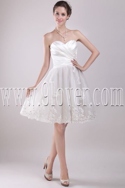 modern white satin and tulle sweetheart a-line knee length homecoming dress IMG-2892