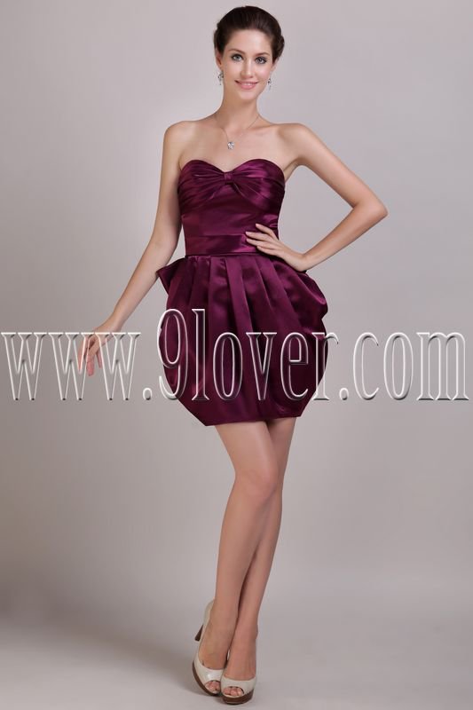 sexy purple satin sweetheart a-line mini length cocktail dress IMG-2980