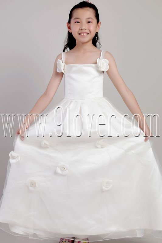 lovely spaghetti straps a-line floor length flower girl dress IMG-2059