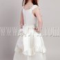 lovely white satin straps a-line tea-length flower girl dresses IMG-2098