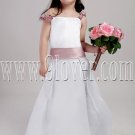 adorable spaghetti straps white satin a-line floor length junior bridesmaid dress IMG-2106