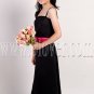 formal black satin spaghetti straps a-line floor length junior flower girl dresses IMG-2184