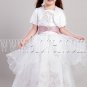 lovely white tulle spaghetti straps a-line floor length flower girl dress with bolero IMG-2188
