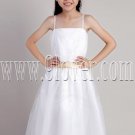 lovely white tulle spaghetti straps a-line tea length flower girl dress IMG-2317